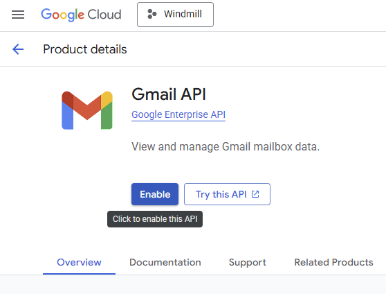 Enable Gmail API