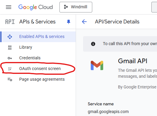 OAuth consent screen