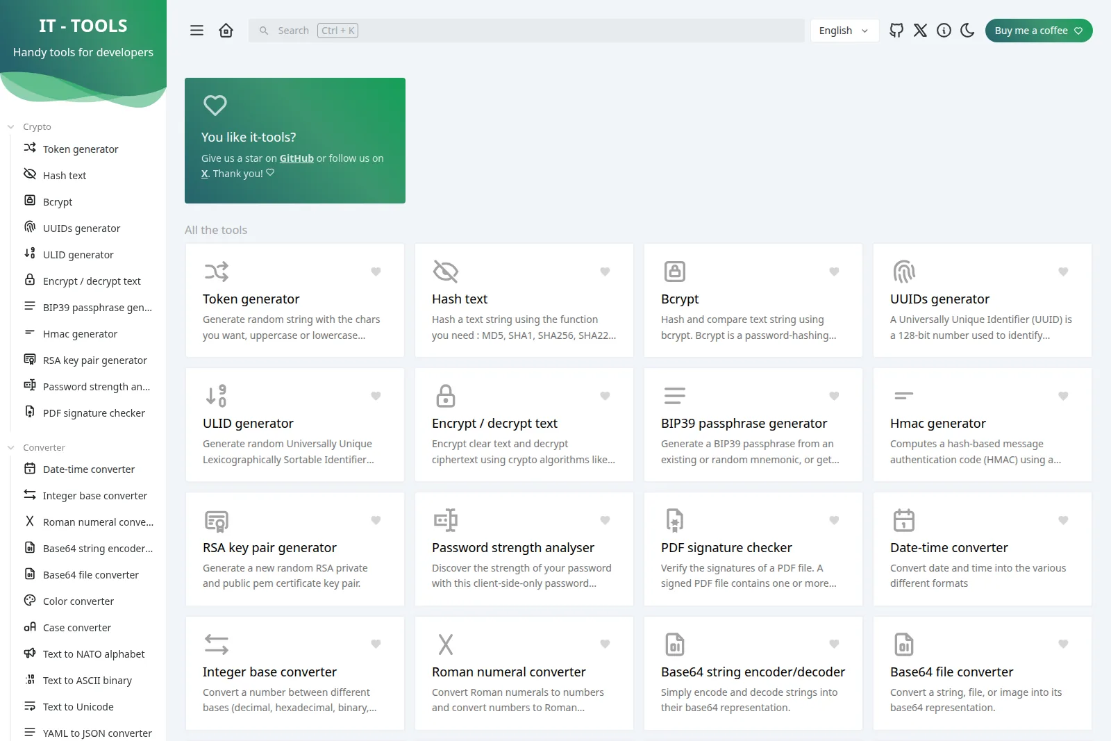 The IT Tools interface